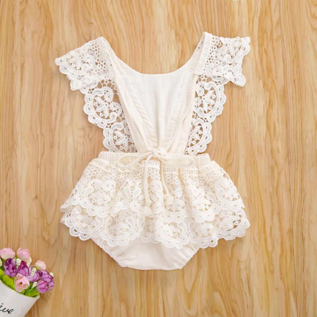 Newborn Baby Girl Romper Summer Sleeveless Lace Ruffle Tutu Bodysuit One-Piece Clothes