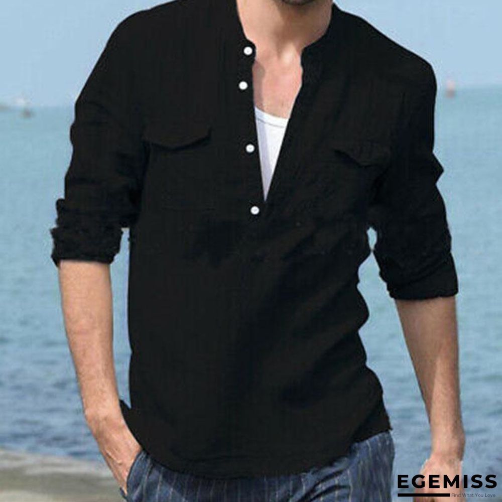 Spring/Summer Mens Long Sleeve Casual Loose Soft Shirts Linen | EGEMISS