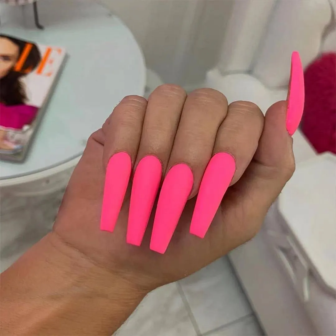 24Pcs Detachable False Nails Long Ballerina Artificial Fake Nails Full Cover Jelly Red Coffin Nail Tips DIY Manicure Tool-Nail Inspo