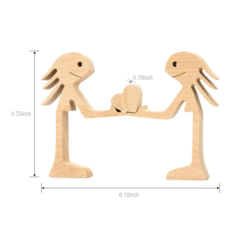 Puppy Family Wood Dog Carving Ornament Christmas Decoration Home Decor Figurine Desktop Table Sculptures For Dog Pet Lover Gifts