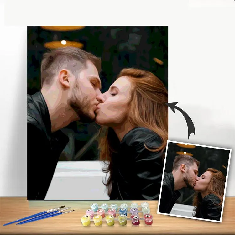 Custom Paint by Numbers Kit &ndash; Personalized Oil Portrait Canvas DIY Painting Gift for Lovers