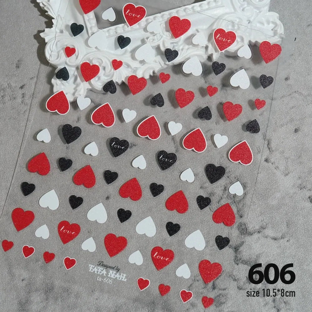 Heart & Star Bubble Cute Image Quality 3D Engraved Nail Stickers Nail Art Decorations Nail Decals Design