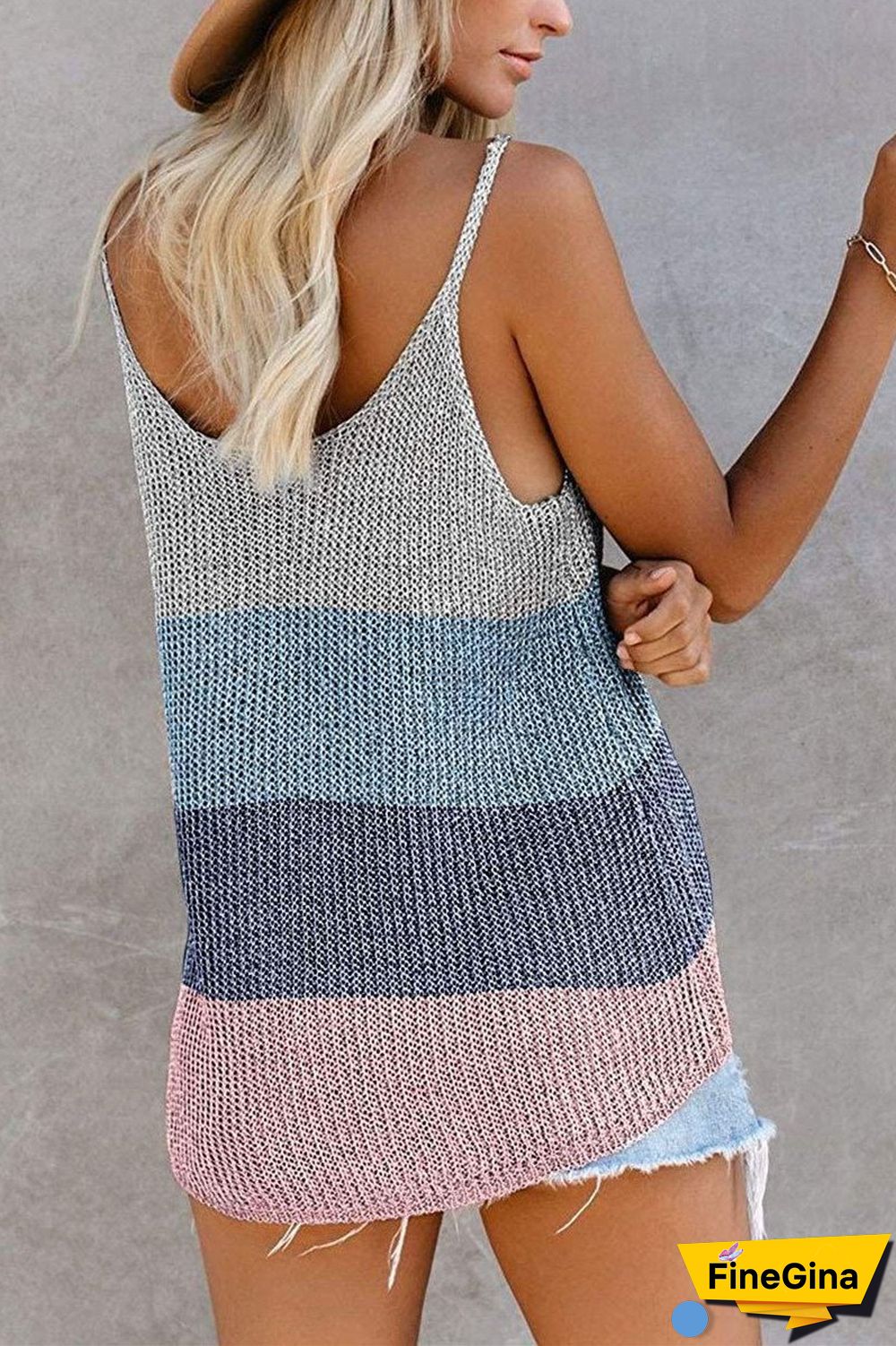 KarliDress Colorblock Metallic Cami Tank P12476