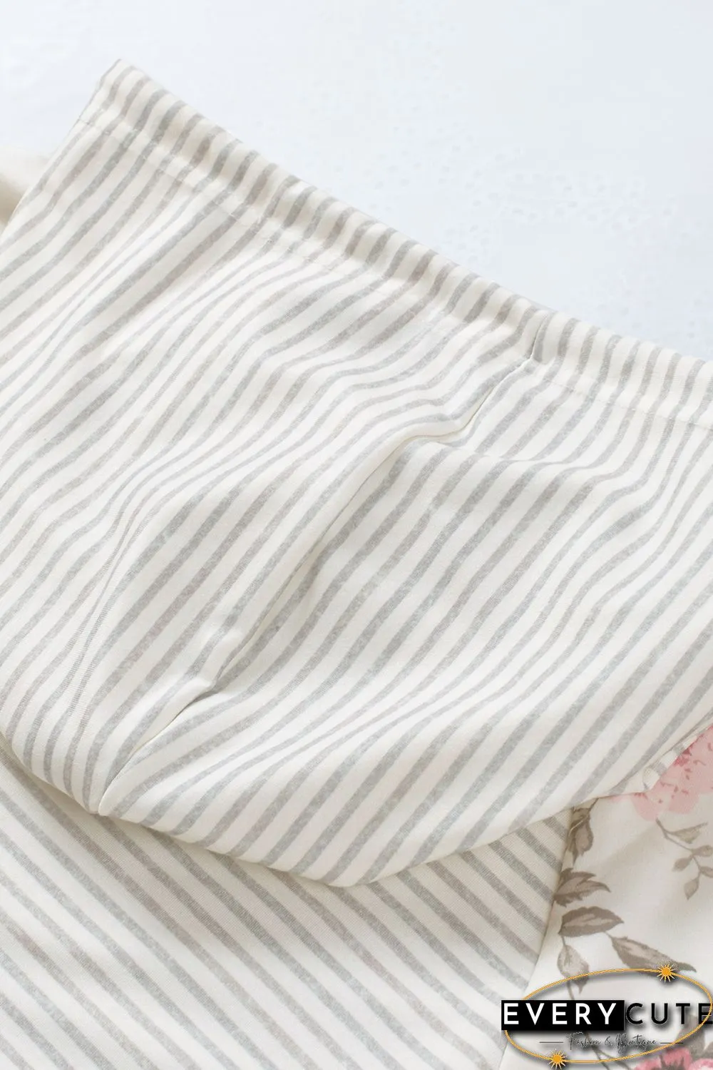 Plus Size Floral Raglan Sleeve Striped Hoodie