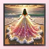 Beach Dress Girl-11CT Stamped Cross Stitch 45*45cm/17.72*17.72in