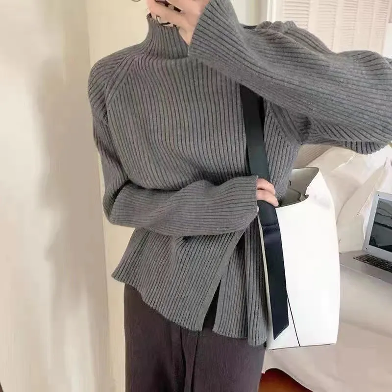 Brownm Brownm Women's Autumn And Winter Half-High Collar Long-Sleeved Sweater 2025 High-Collar Thick Wool Knitted Bottom Coat Inside