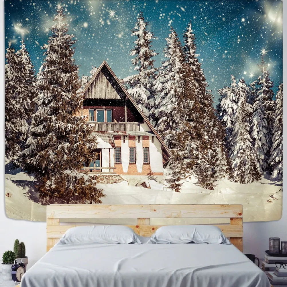 Cartoon Christmas Illustration Tapestry Wall Hanging Hippie Witchcraft Tapiz Holiday Aesthetics Room Home Decor