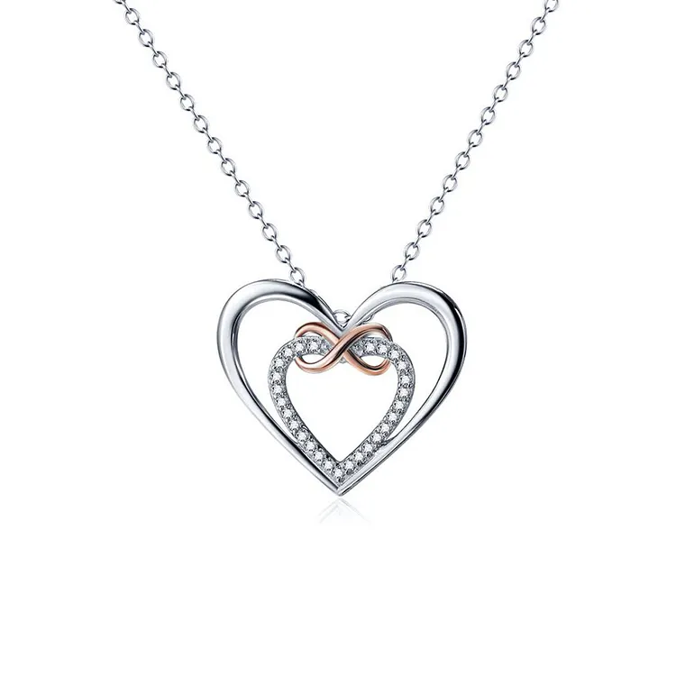 For Granddaughter - S925 Grandmother and Granddaughter Forever Linked Together Two hearts Infinity Necklace