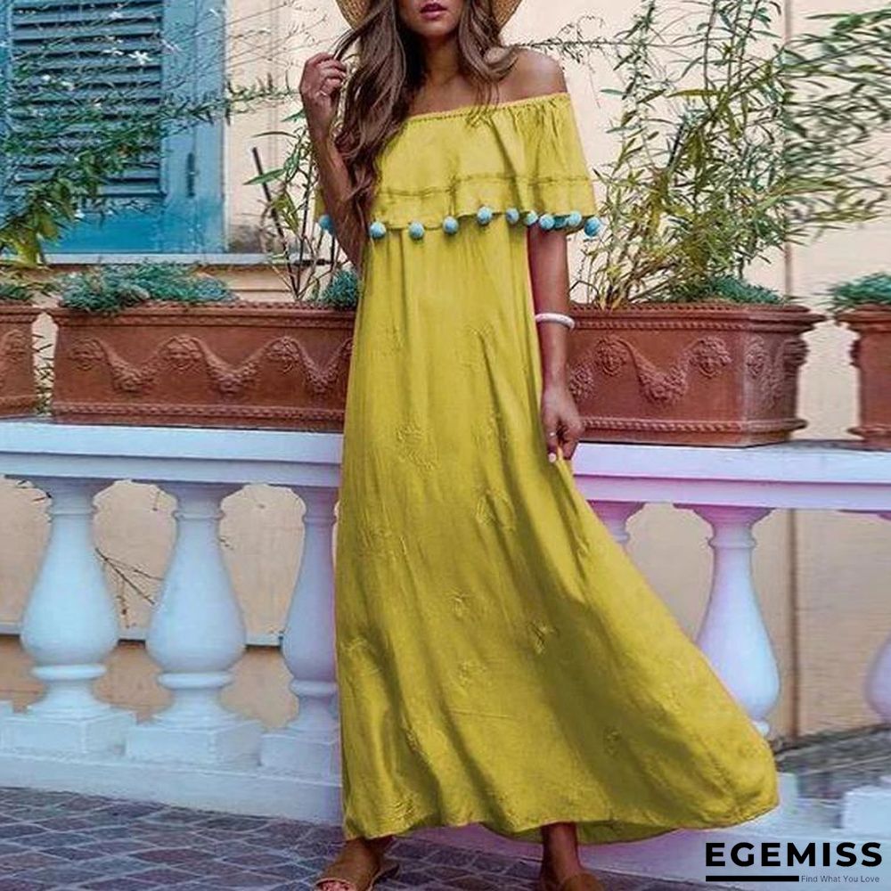 Elegant Off Shoulder Loose Flowing Solid Maxi Dresses | EGEMISS