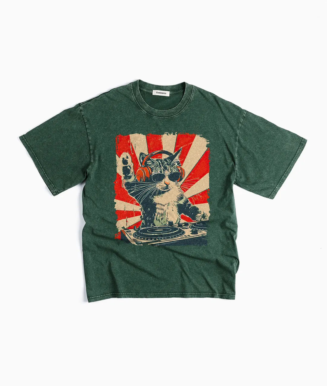 Cool DJ Cat Washed T-shirt