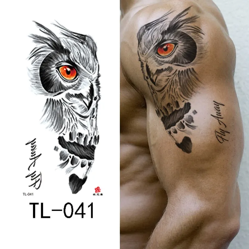 1~8 pieces of animal plants wolf bear bird art tattoo stickers disposable waterproof temporary tattoo stickers for men and women
