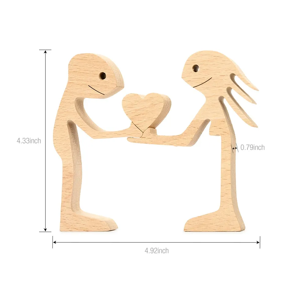Puppy Family Wood Dog Carving Ornament Christmas Decoration Home Decor Figurine Desktop Table Sculptures For Dog Pet Lover Gifts