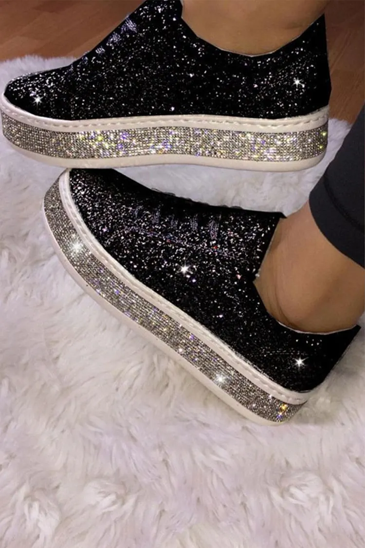 Plus Size Casual Rhinestone Shinny Shoes 2024 - Xpluswear