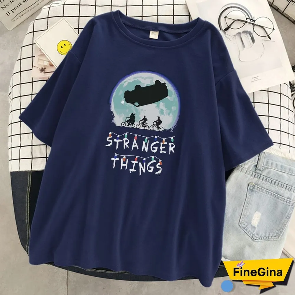 Science Fiction Thriller Stranger Things Print T Shirt Women O-Neck Loose T-Shirt Summer Soft T-Shirt Hip Hop Casual T Shirts