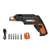 Worx Electric Screwdriver, Rechargeable Cordless Electric Screwdriver Set with 6 Bits, Screw Holder, Charger