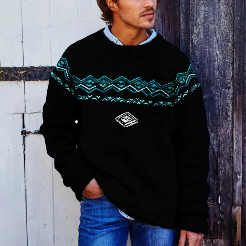 Retro Graphics Surf Jacquard Crew Neck Sweater