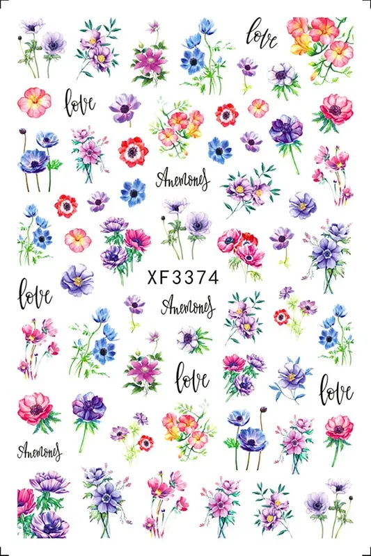 3D Nail Art Stickers Manicure Decoration Design Nail Art Decal Green Clover Leaf Nail Art Designer Decals Beautiful Flower