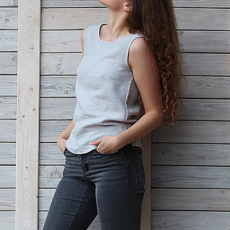 Women's Linen Clothing Flax Top Summer Blouse