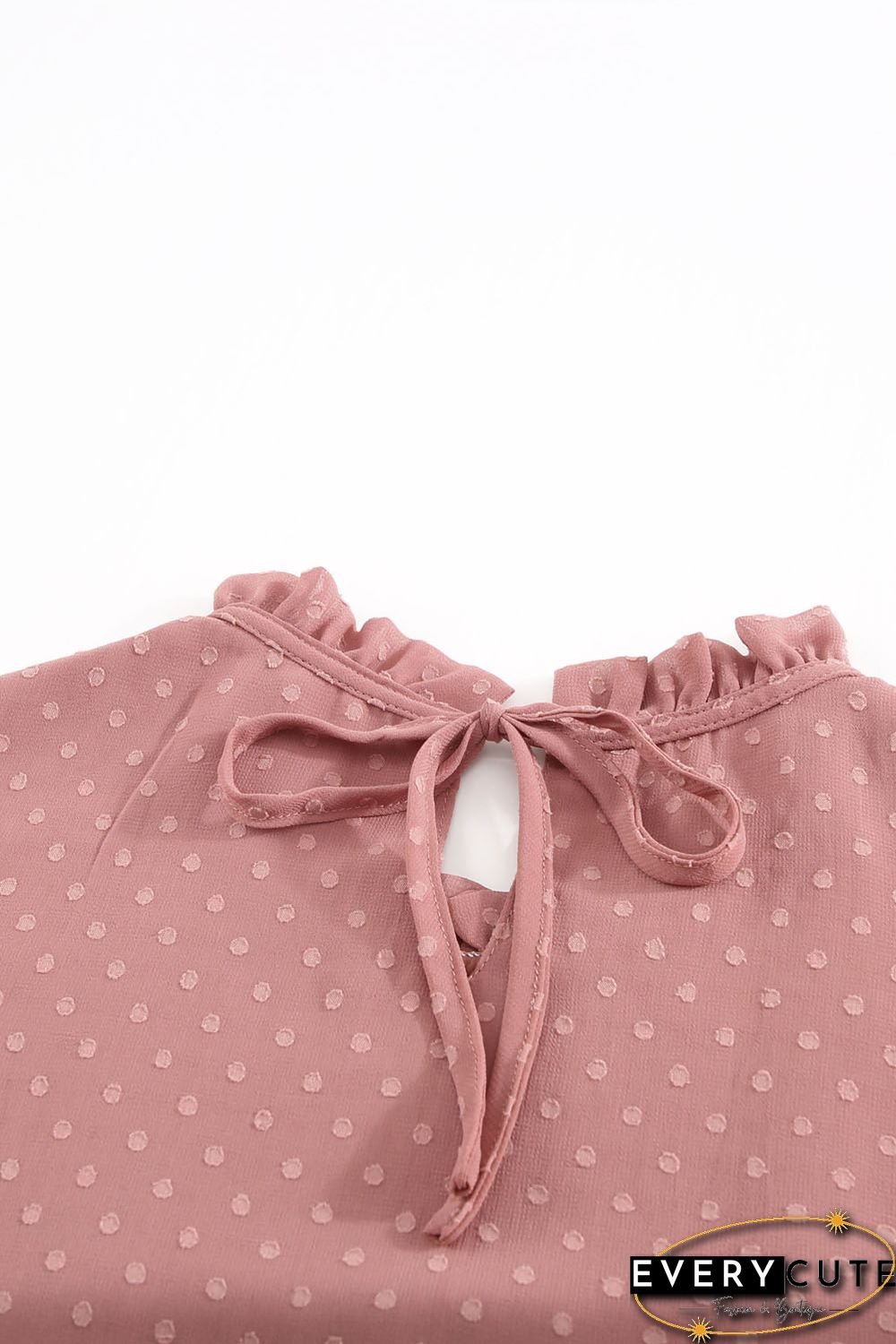 Tiered Sleeve Frilled Neck Dotted Top