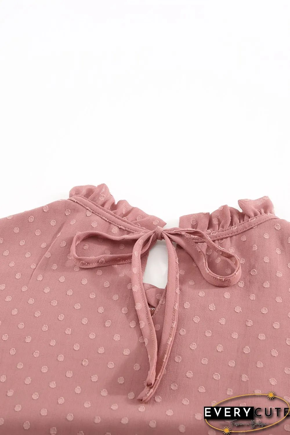 Tiered Sleeve Frilled Neck Dotted Top