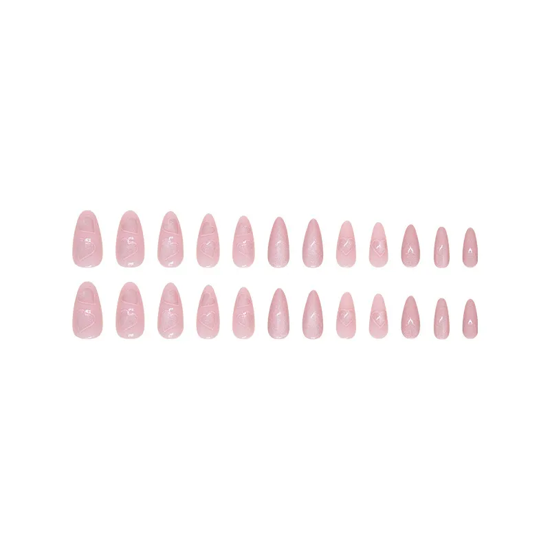 Churchf Churchf Cat's Eye Wearing Armor Removable Oval Nail Piece Nail Pink Love Nail Patch 24 Pieces