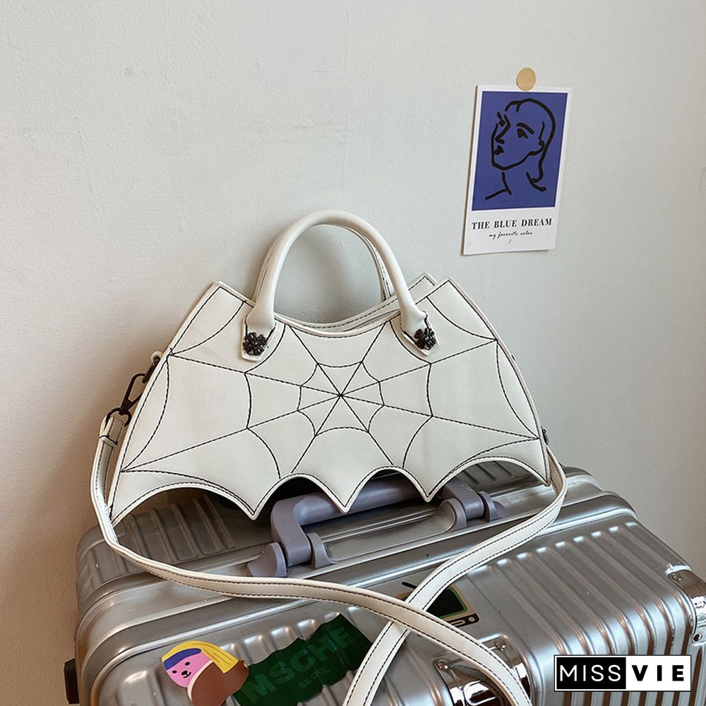 Spider Web Print Bat Irregular Crossbody Bag