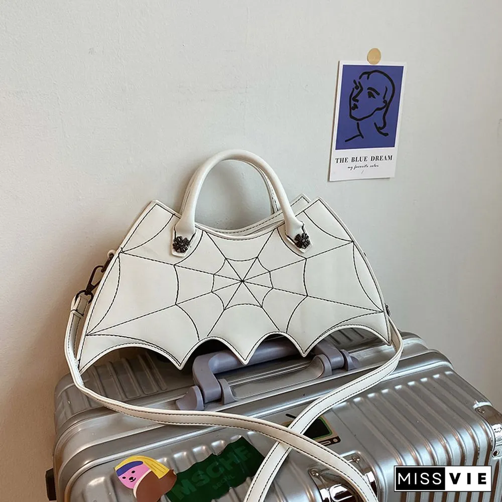 Spider Web Print Bat Irregular Crossbody Bag