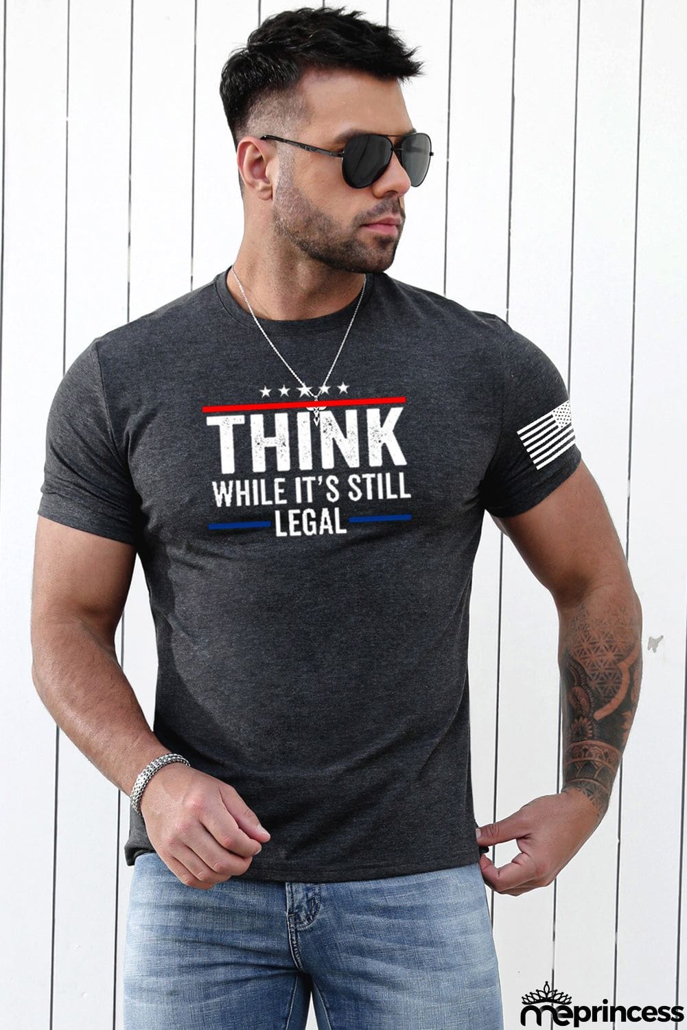 USA Flag Print Men's Tee