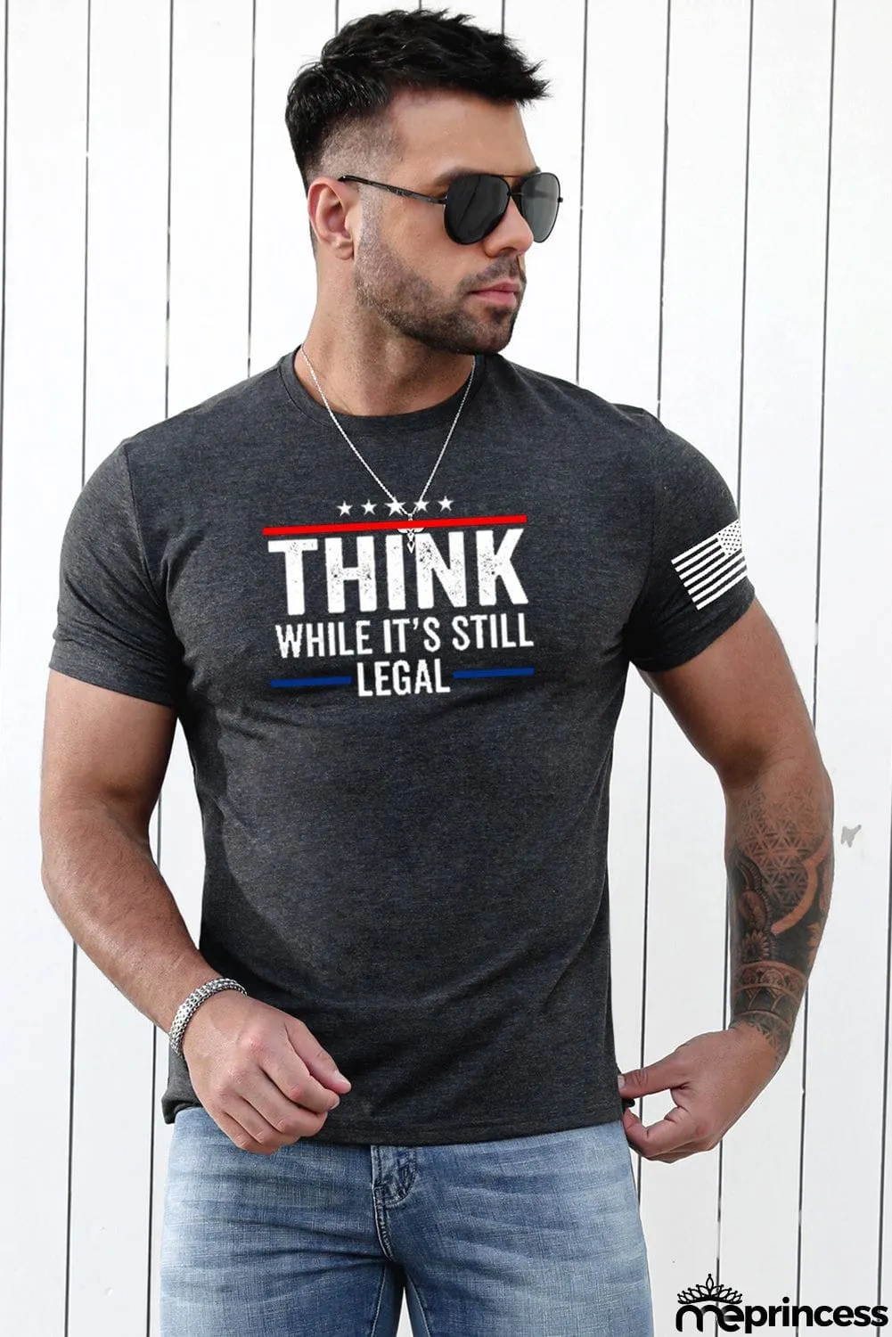 USA Flag Print Men's Tee