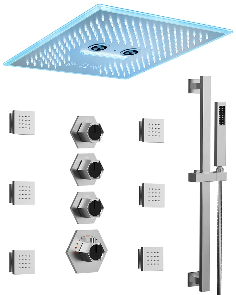 EVERSTEIN 16 in. LED Thermostatic Shower System Brushed Nickel SFS-1047-NK