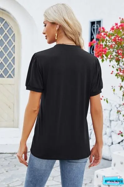 Notched Short Sleeve T-Shirt
