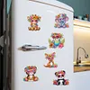 (US Local)6Pcs Acrylic Animals And Flowers Diamond Art Fridge Magnet for Car Mailbox Decor