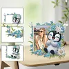 Acrylic Special Shape Flower and Penguin Diamond Painting Picture Frame Kit
