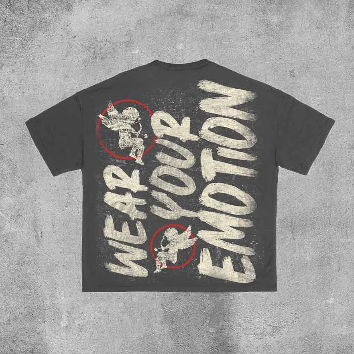 Vintage Emotion Angle Graphic 100% Cotton Short Sleeve T-Shirt
