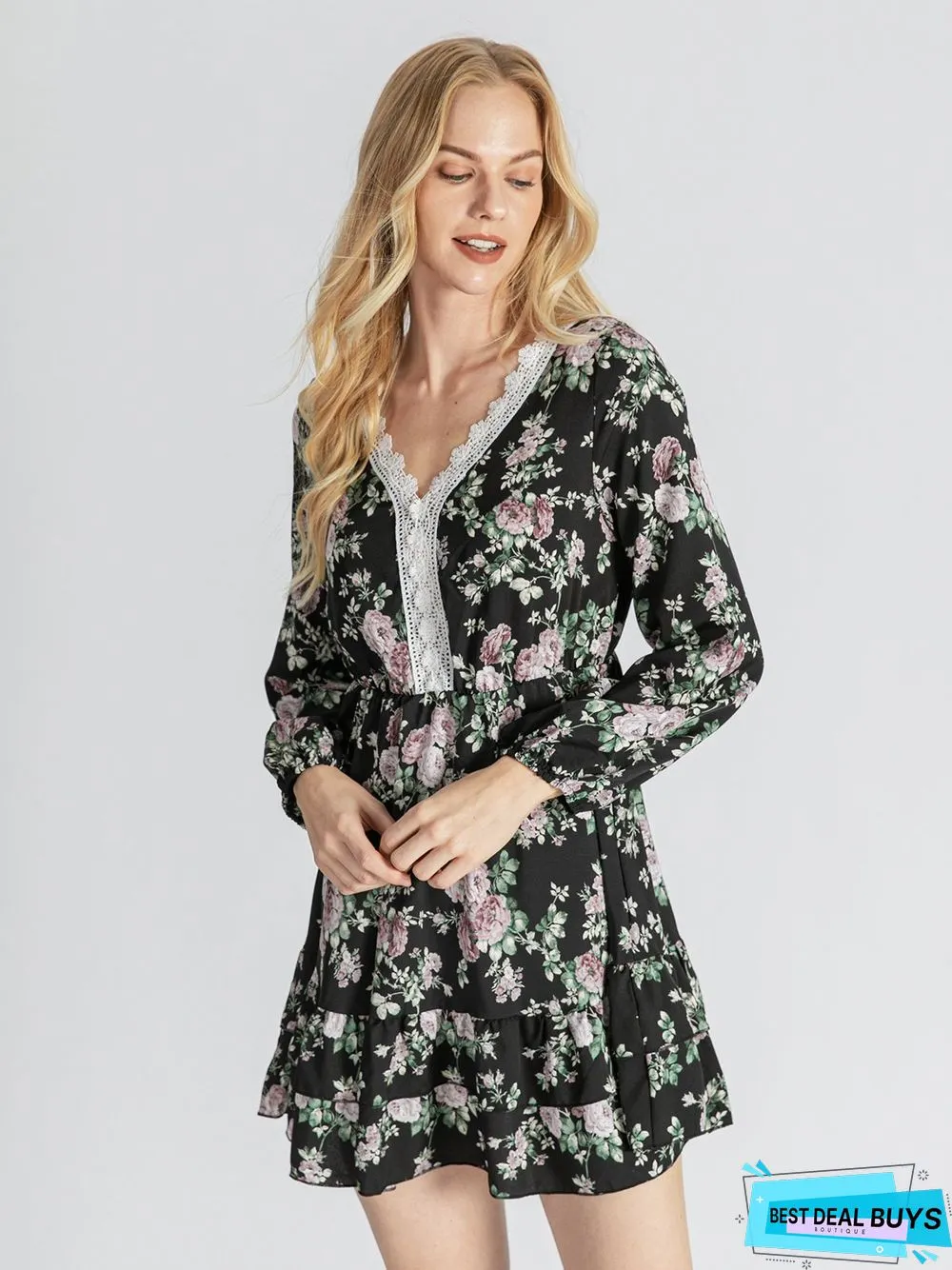 Casual V Neck Weaving Dress