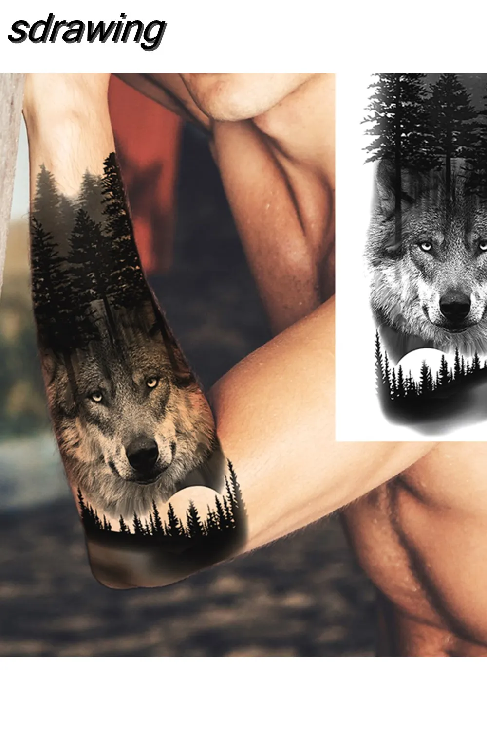 sdrawing Realistic Black Devil Temporary Tattoos For Men Adult Tiger Pirate Skeleton Vampire Fake Tattoo Forearm Scary Tatoo Joker