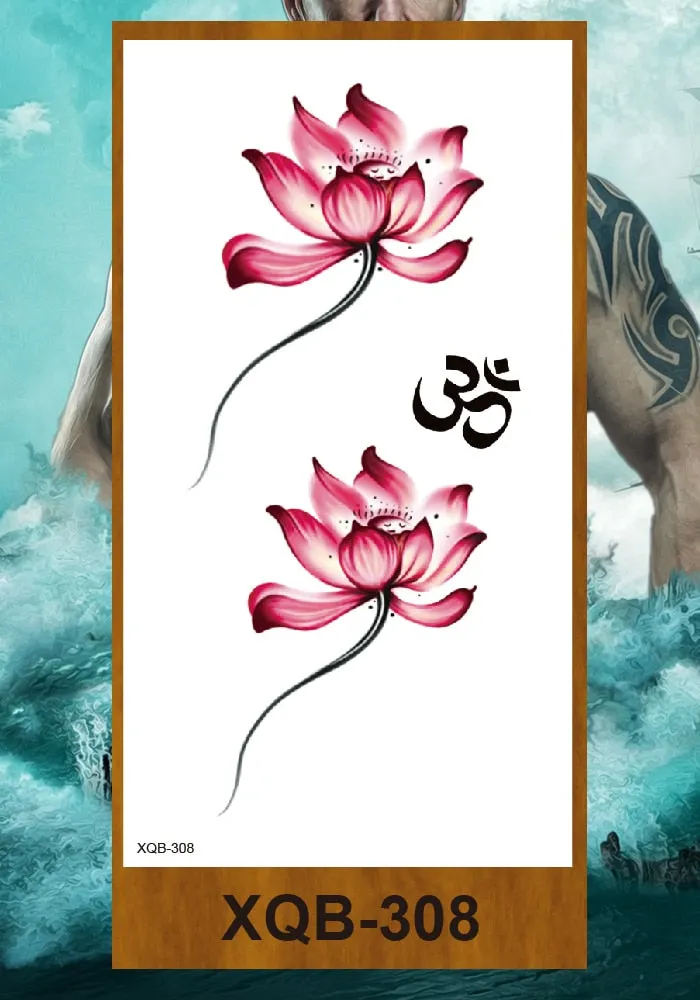 Temporary Tattoo Stickers Women Girl Arm Buttocks Chest Art Fake Tatoo Flowers Chain Body Makeup Waterproof Lily Chrysanthemum