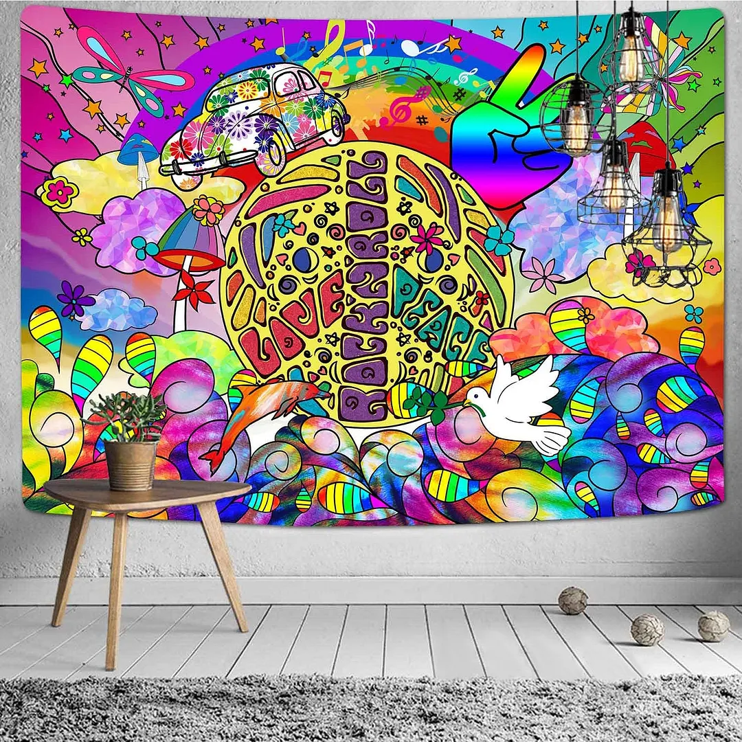 Viking Raven Tapestry Mysterious Viking Meditation Psychedelic Runes Art Wall Hanging Tapestries for Living Room Decor Yoga Mat