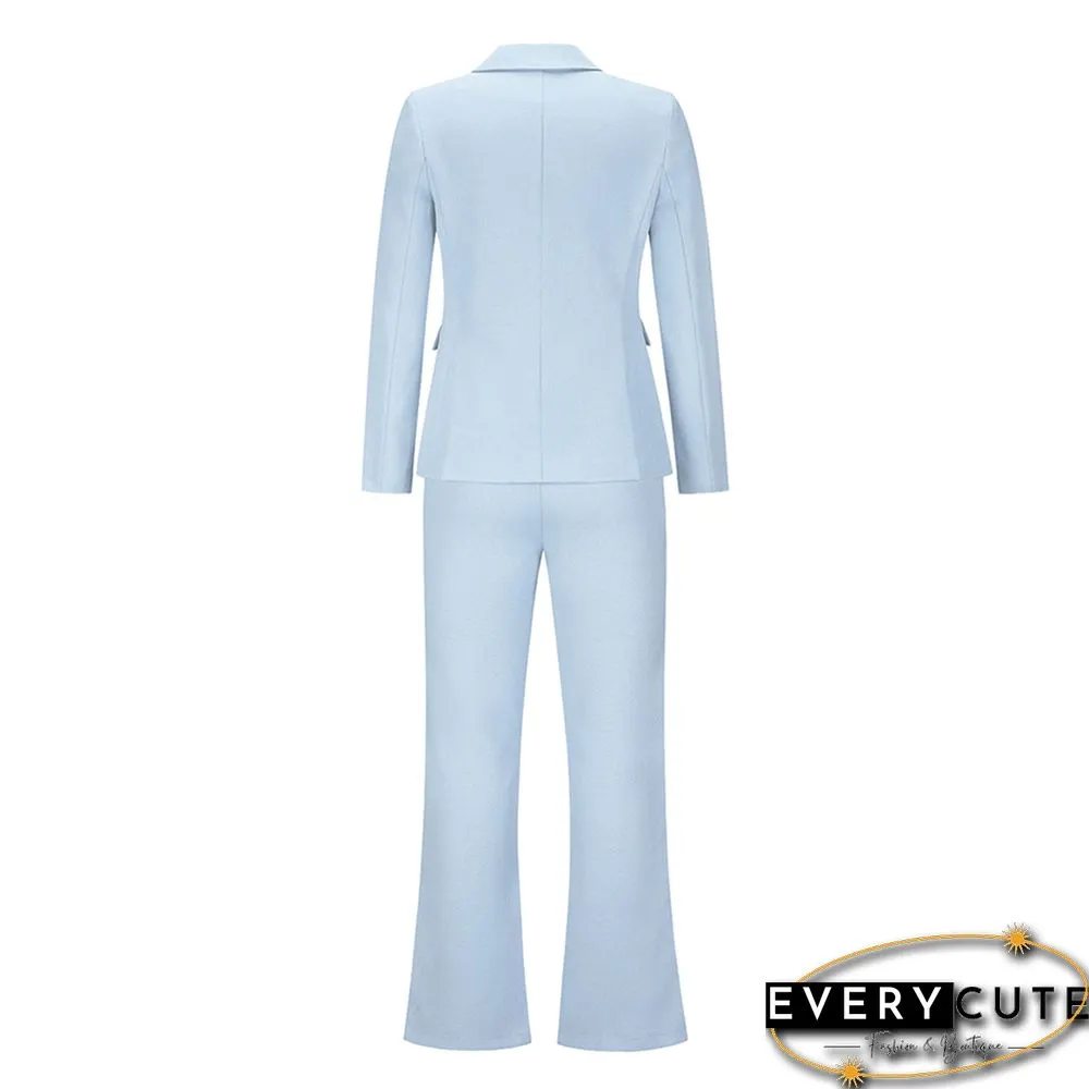Light Blue One Button Blazer and Pants Set