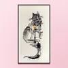Ink Architectural Cat-Full Embroidery 2 Strands 18CT Counted Cross Stitch-30*55CM