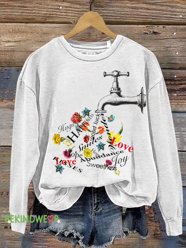 Plumbing Love Joy Kindness Peace Printed Casual Sweatshirt White / S