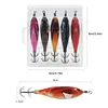 5Pcs Luminous Squid Jig Hook Fishing Lure Wood Shrimp Cuttlefish Hard Bait (002)