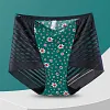 Seamless Printed One-Piece Ice Silk Hollow Lace Briefs