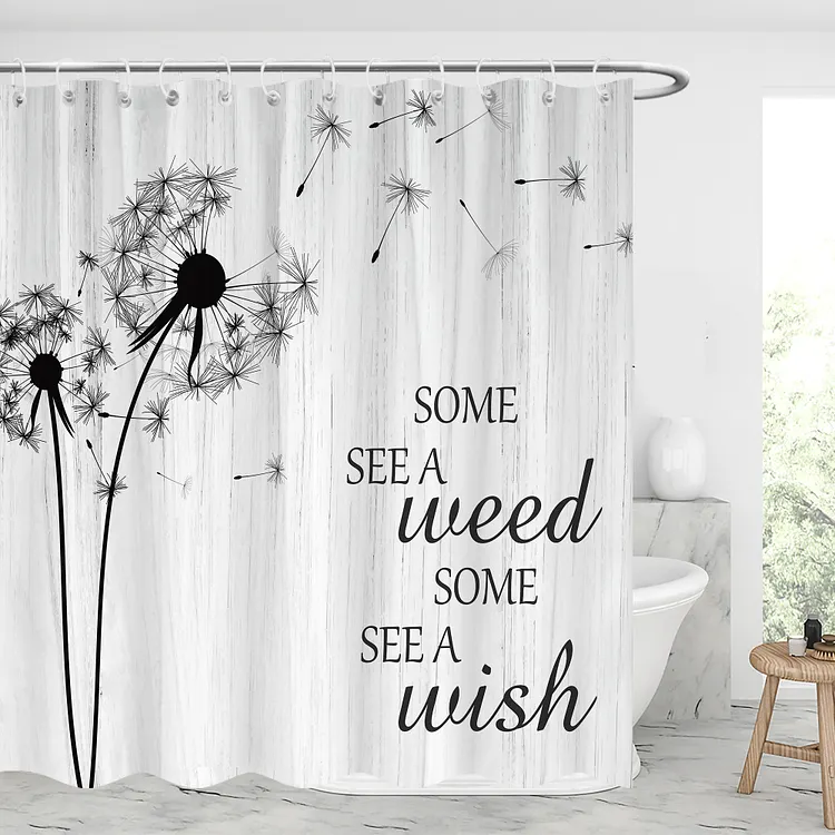 Dandelion Waterproof Fabric Shower Curtain