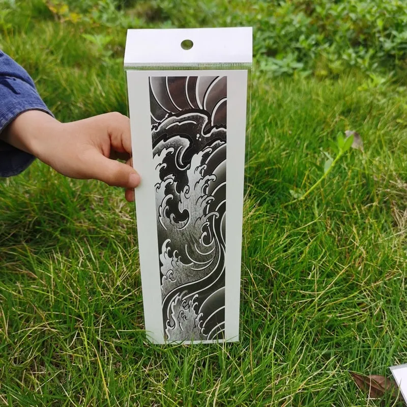 Waterproof Flower Arm Temporary Tattoo Sticker Chinese Wind Arm Ring Wave Art Dec Fake Tattoo Men Women Foot Ring Tattoo Sticker