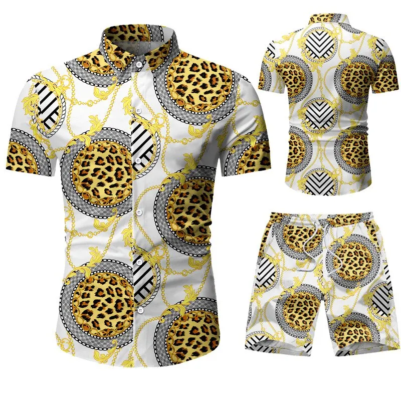 2021 Summer New Fashion European Size Men's Casual Suit Floral Shirt Shorts Set Men Plus Size Clothing for Men 3xl