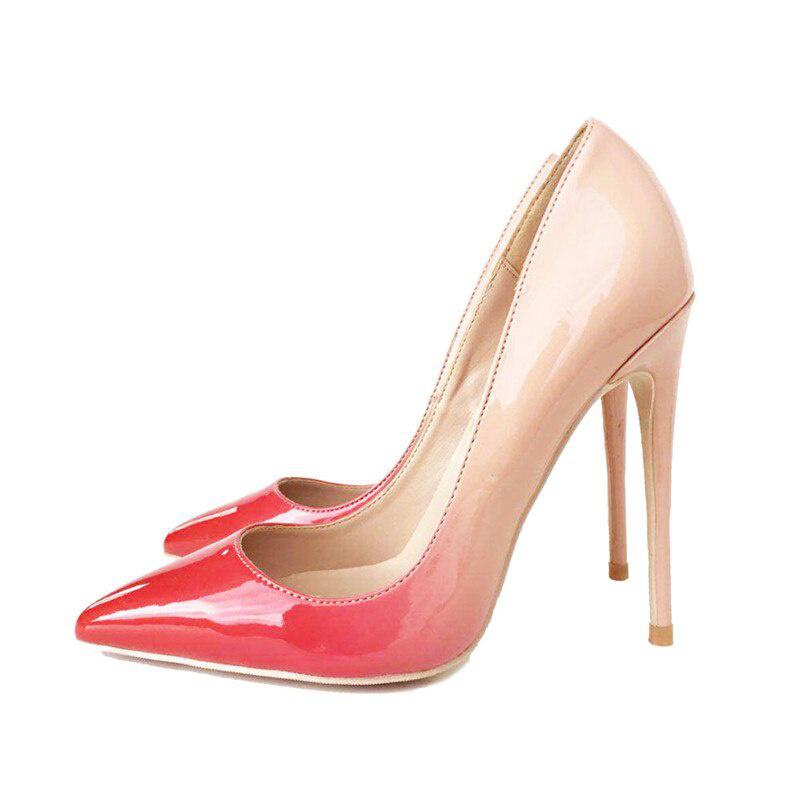 GOOSHOE Gradient Red Nude 12cm Women Pumps Pointed Toe High Heels Patent Leather Women Shoes 10cm Stilettos