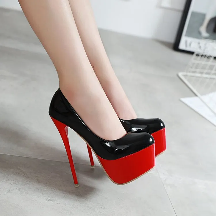 Qengg Heels Wedding Shoes Woman Sexy Thin High Heels 16cm Pumps Women Patent Leather Ladies Shoes Plus Size Drop Shipping
