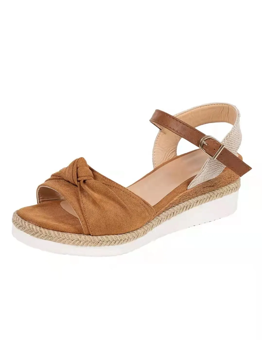 2022 Women Casual Sandals Summer Shoes Hemp Flats Platform Ladies Bowknot Buckle Strap Fashion Woman New Peep Toe Female