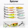 5Pcs Metal Spinner Spoon Fishing Lure with Treble Hooks Rotating Sequins Bait